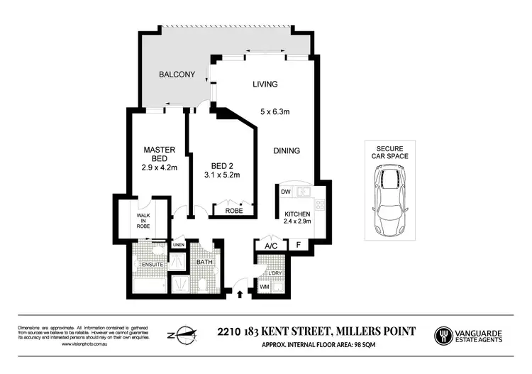 Floorplan of Homely apartment listing, 2110/183 Kent Street, Sydney NSW 2000