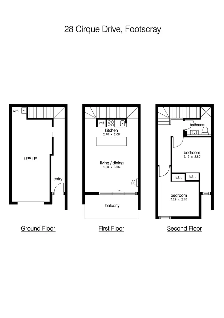 Floorplan of Homely townhouse listing, 28 Cirque Drive, Footscray VIC 3011