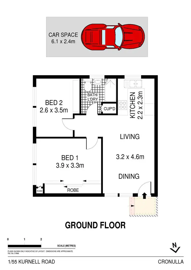 Floorplan of Homely apartment listing, 1/55 Kurnell Road, Cronulla NSW 2230