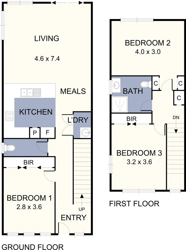Floorplan of Homely townhouse listing, 1/75 Morley Street, Glenroy VIC 3046