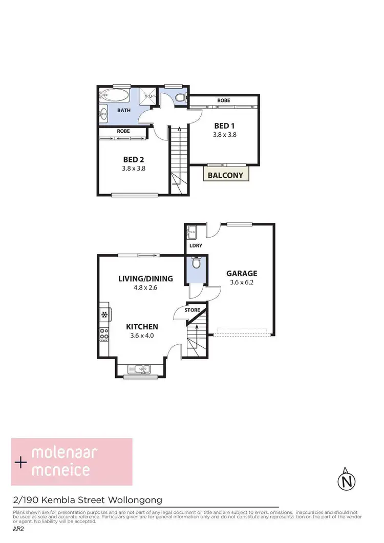 Floorplan of Homely townhouse listing, 2/190 Kembla Street, Wollongong NSW 2500