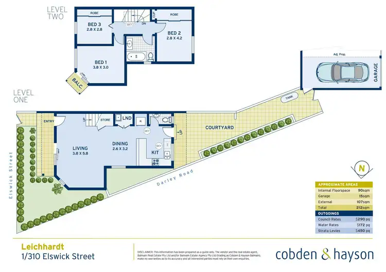 Floorplan of Homely townhouse listing, 1/310 Elswick Street, Leichhardt NSW 2040