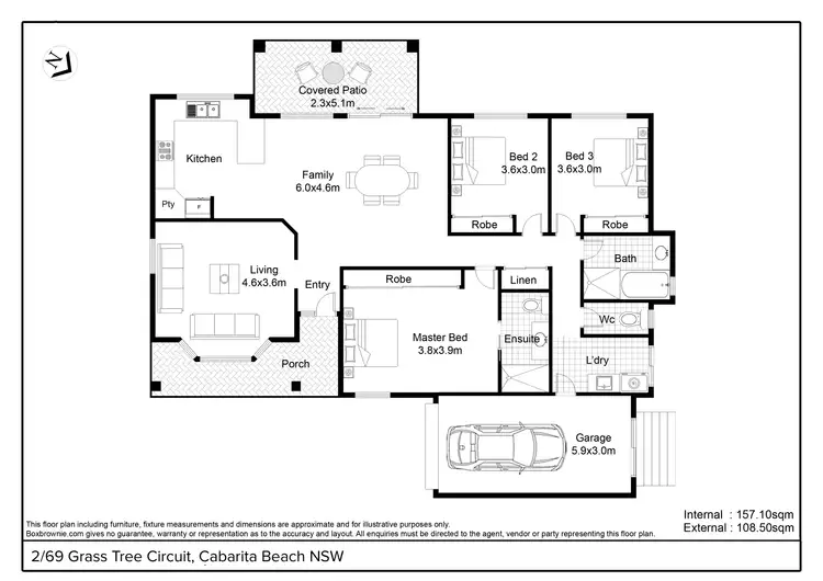 Floorplan of Homely semi-detached listing, 2/69 Grass Tree Circuit, Bogangar NSW 2488