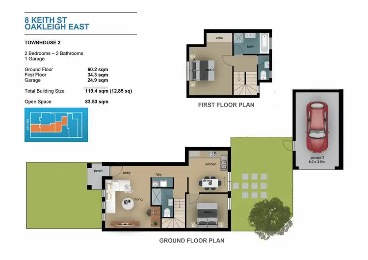 Floorplan of Homely townhouse listing, 1/8 Keith Street, Oakleigh East VIC 3166