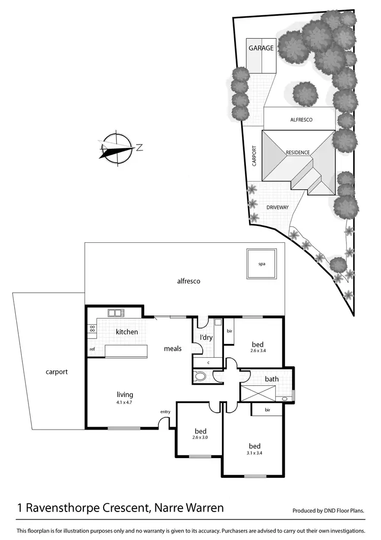 Floorplan of Homely house listing, 1 Ravensthorpe Crescent, Narre Warren VIC 3805