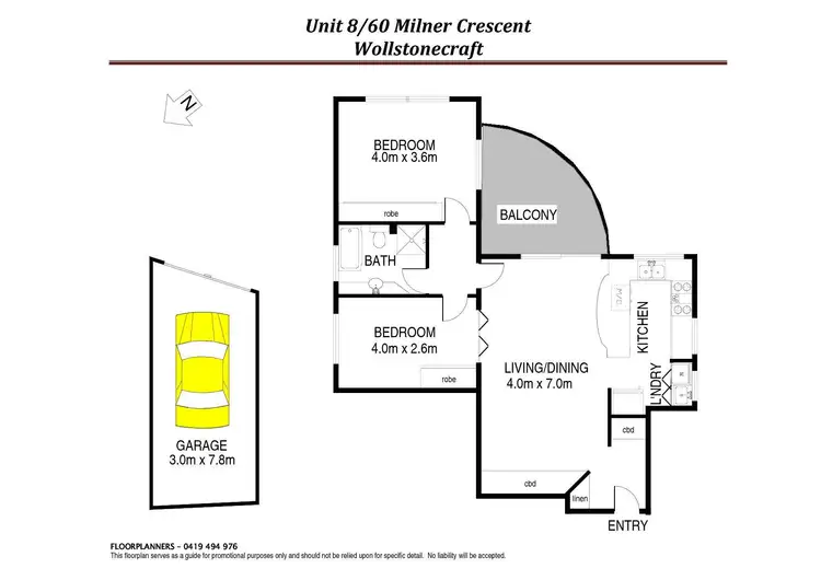Floorplan of Homely unit listing, 8/60 Milner Crescent, Wollstonecraft NSW 2065