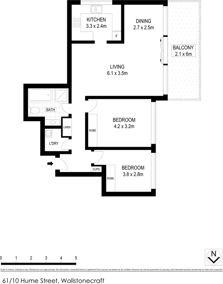 Floorplan of Homely apartment listing, 61/10-18 Hume Street, Wollstonecraft NSW 2065