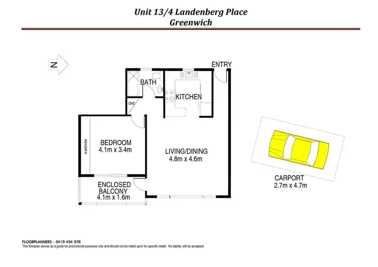 Floorplan of Homely unit listing, 13/4 Landenburg Place, Greenwich NSW 2065