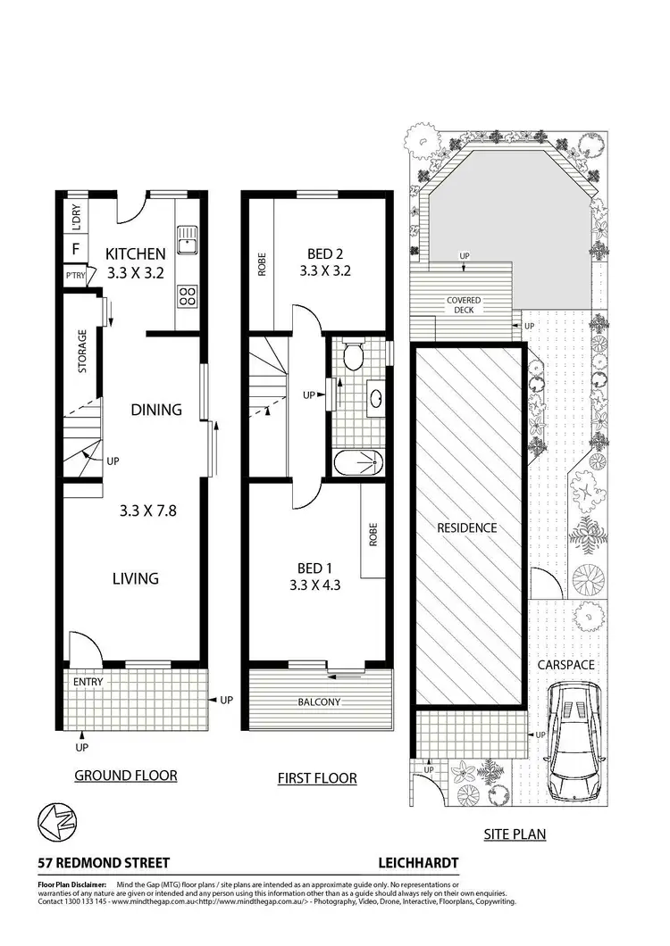 Floorplan of Homely townhouse listing, 57 Redmond Street, Leichhardt NSW 2040