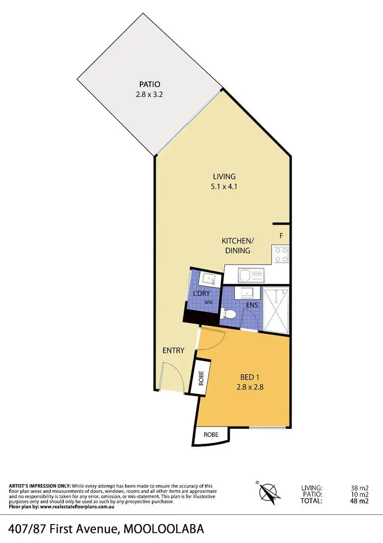 Floorplan of Homely unit listing, 407/87-97 First Avenue, Mooloolaba QLD 4557