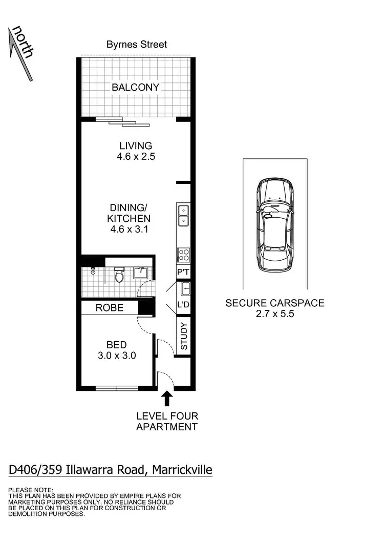 Floorplan of Homely apartment listing, D406/359 Illawarra Road, Marrickville NSW 2204