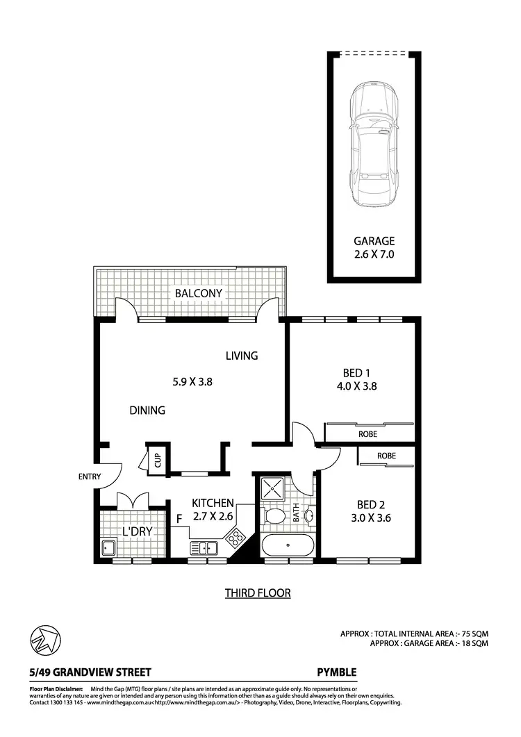 Floorplan of Homely unit listing, 5/49 Grandview Street, Pymble NSW 2073