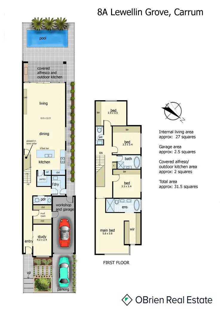 Floorplan of Homely townhouse listing, 8A Lewellin Grove, Carrum VIC 3197