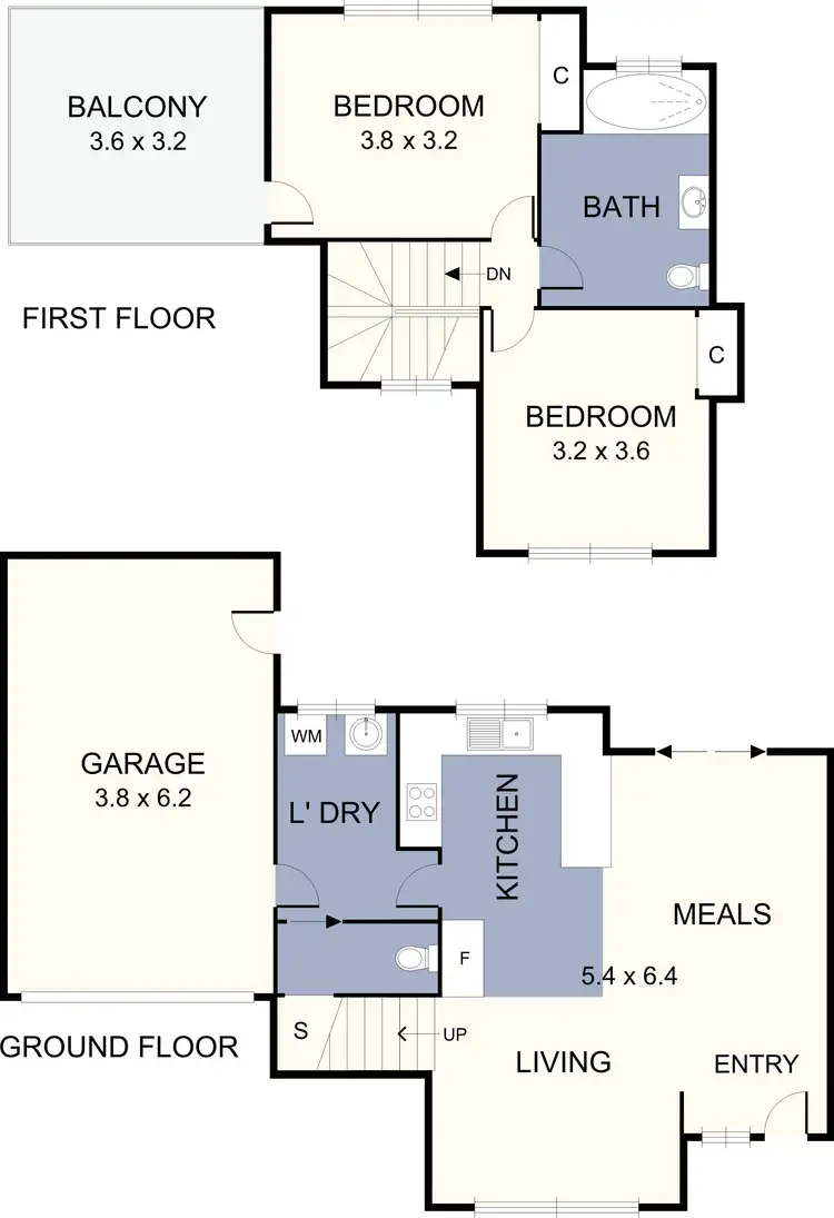 Floorplan of Homely townhouse listing, 2/105 Bindi Street, Glenroy VIC 3046
