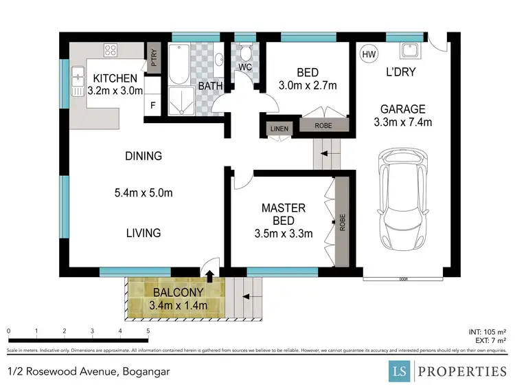 Floorplan of Homely semi-detached listing, 1/2 Rosewood Avenue, Bogangar NSW 2488