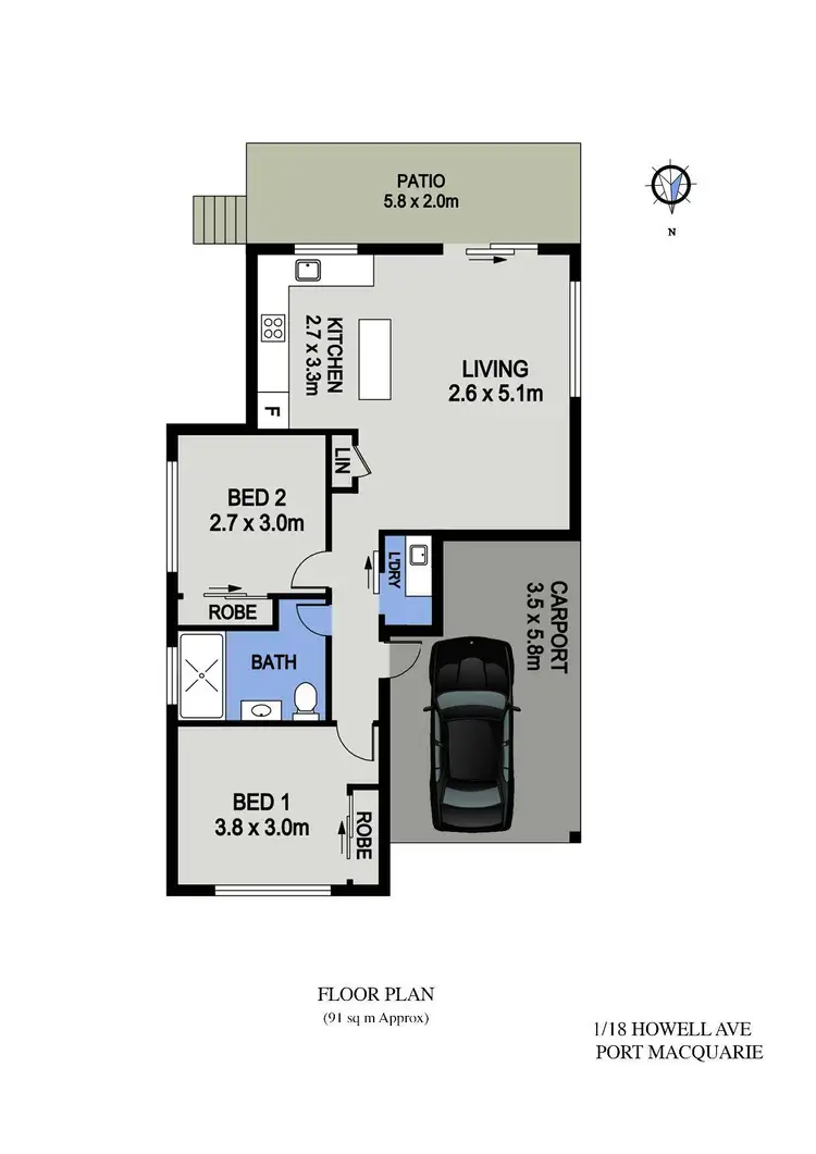 Floorplan of Homely villa listing, 1/18 Howell Avenue, Port Macquarie NSW 2444