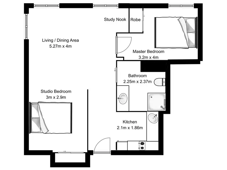 Floorplan of Homely unit listing, 208/301 Ann Street, Brisbane City QLD 4000
