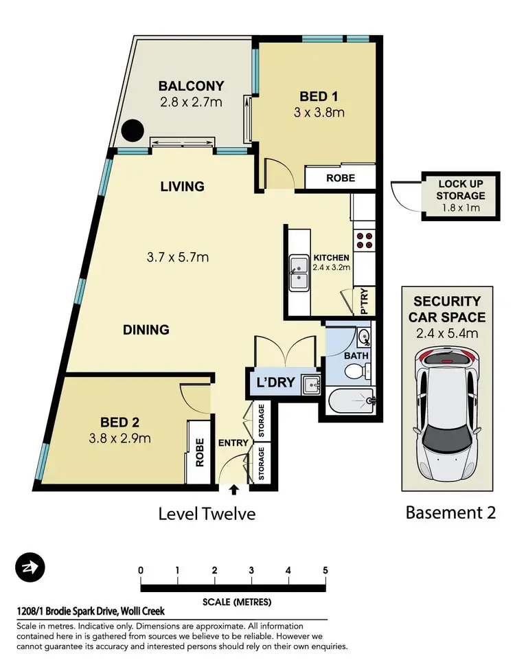Floorplan of Homely apartment listing, 1208/1 Brodie Spark Drive, Wolli Creek NSW 2205