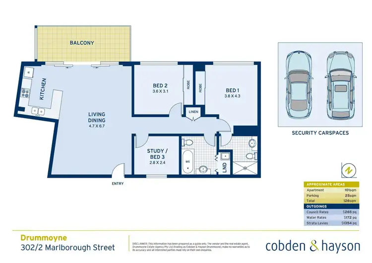 Floorplan of Homely apartment listing, 302/2 Marlborough Street, Drummoyne NSW 2047