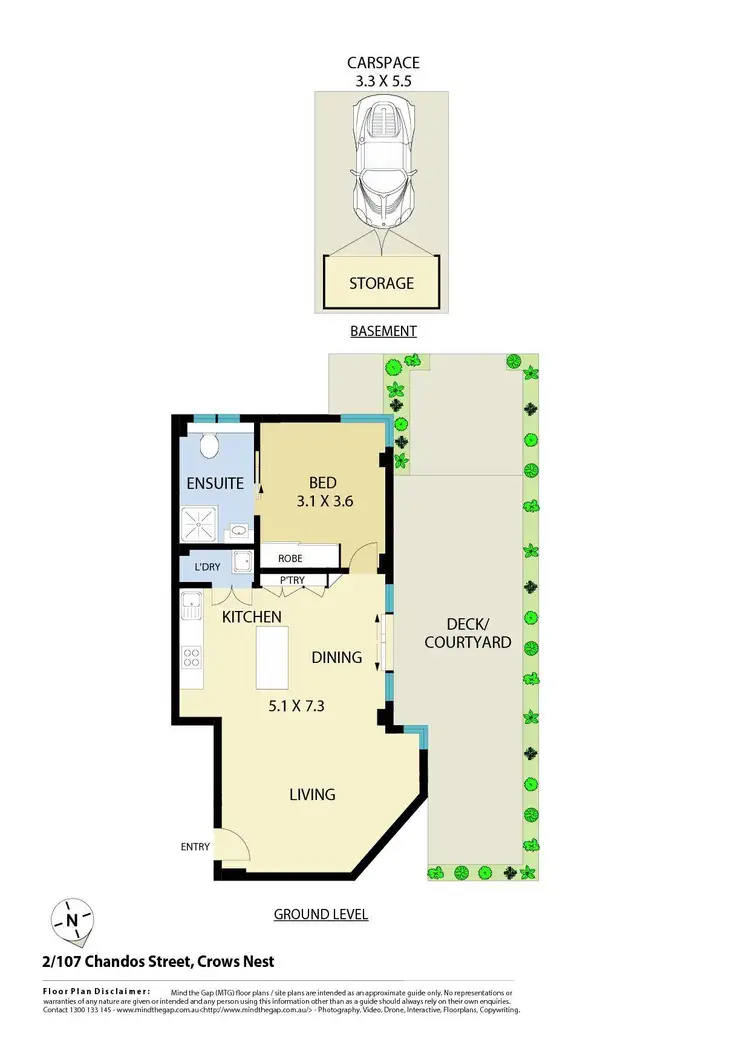 Floorplan of Homely apartment listing, 2/107 Chandos Street, Crows Nest NSW 2065