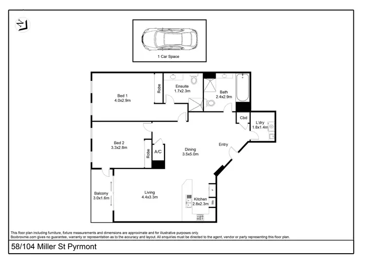 Floorplan of Homely apartment listing, 58/104 Miller Street, Pyrmont NSW 2009