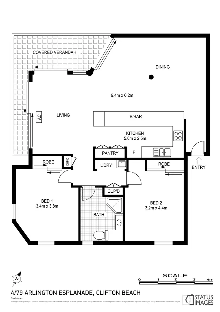 Floorplan of Homely apartment listing, 4/79 Arlington Esplanade, Clifton Beach QLD 4879