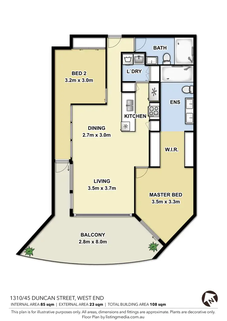 Floorplan of Homely apartment listing, 1310/45 Duncan Street, West End QLD 4101
