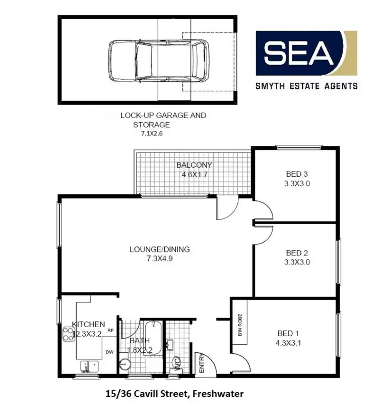 Floorplan of Homely unit listing, 15/36 Cavill Street, Freshwater NSW 2096