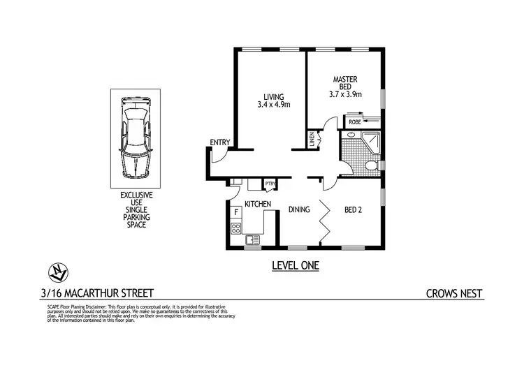 Floorplan of Homely apartment listing, 3/16 Macarthur Avenue, Crows Nest NSW 2065