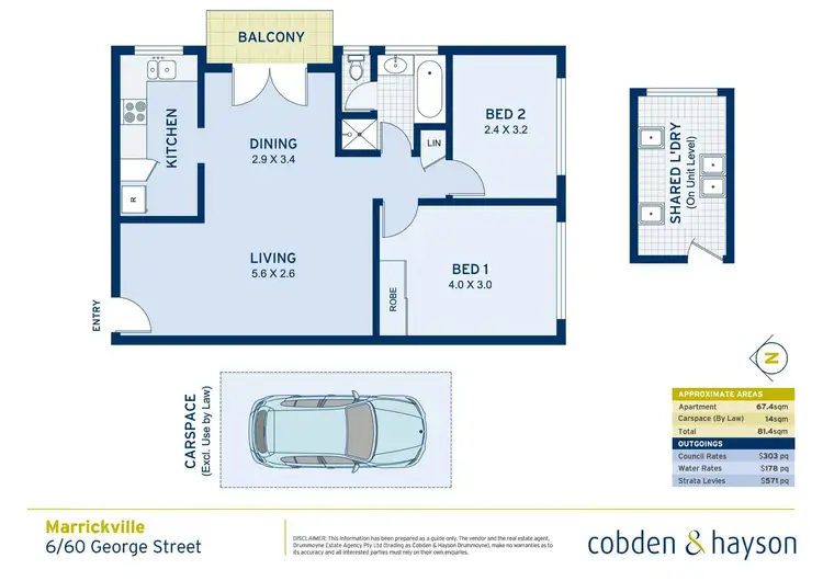 Floorplan of Homely apartment listing, 6/60 George Street, Marrickville NSW 2204
