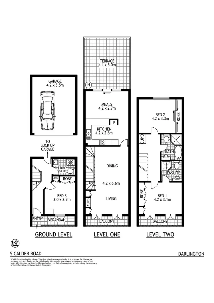 Floorplan of Homely terrace listing, 5 Calder Road, Darlington NSW 2008