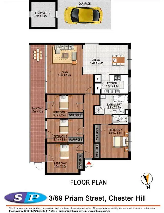 Floorplan of Homely apartment listing, 3/69 Priam Street, Chester Hill NSW 2162