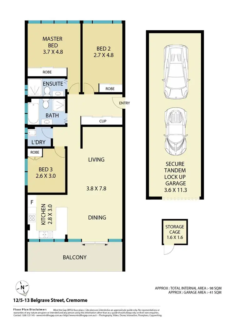 Floorplan of Homely apartment listing, 12/5-13 Belgrave Street, Cremorne NSW 2090