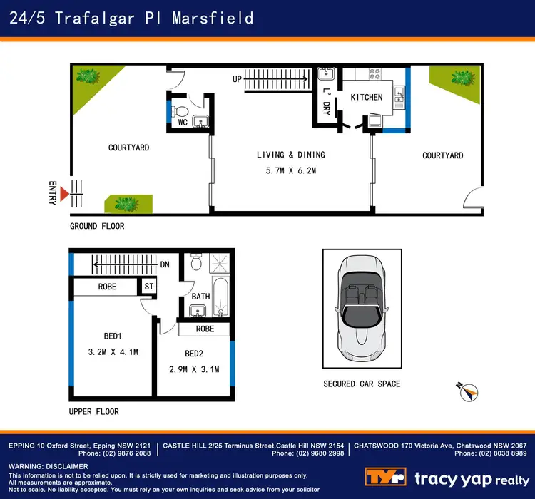 Floorplan of Homely townhouse listing, 24/5 Trafalgar Place, Marsfield NSW 2122