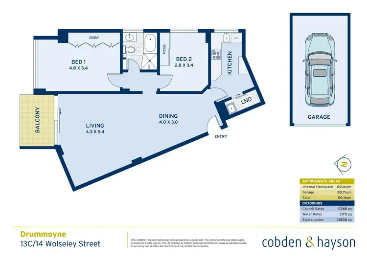 Floorplan of Homely apartment listing, 13c/14 Wolseley Street, Drummoyne NSW 2047