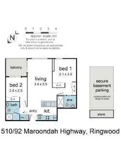 Floorplan of Homely apartment listing, 510/92 Maroondah Highway, Ringwood VIC 3134