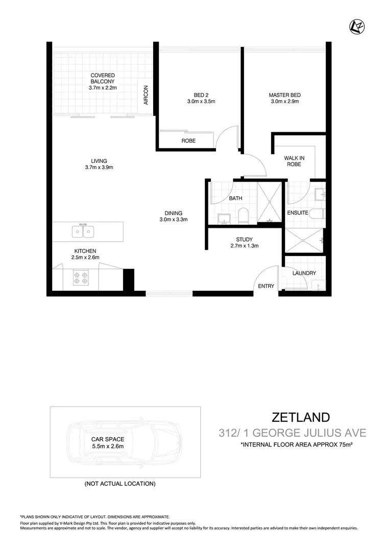 Floorplan of Homely apartment listing, 312/1 George Julius Avenue, Zetland NSW 2017