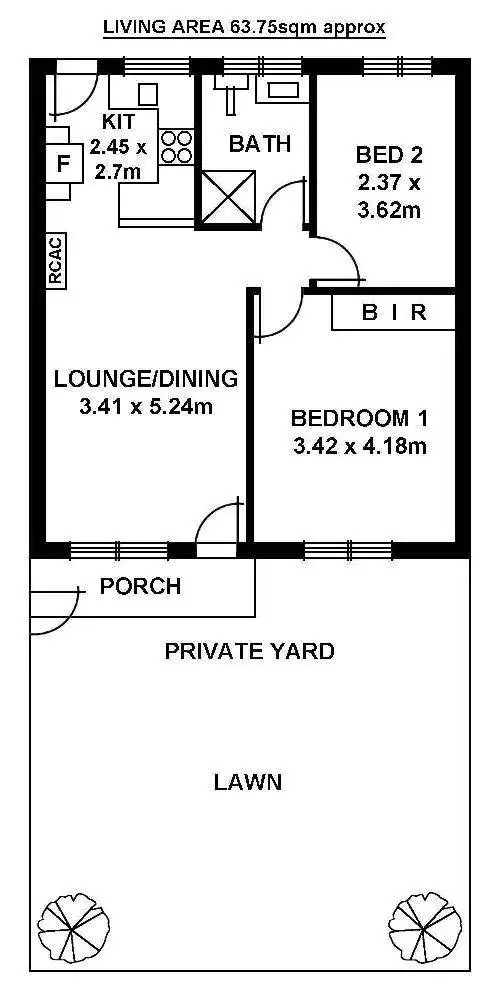 Floorplan of Homely unit listing, 2/2A Church Road, Campbelltown SA 5074