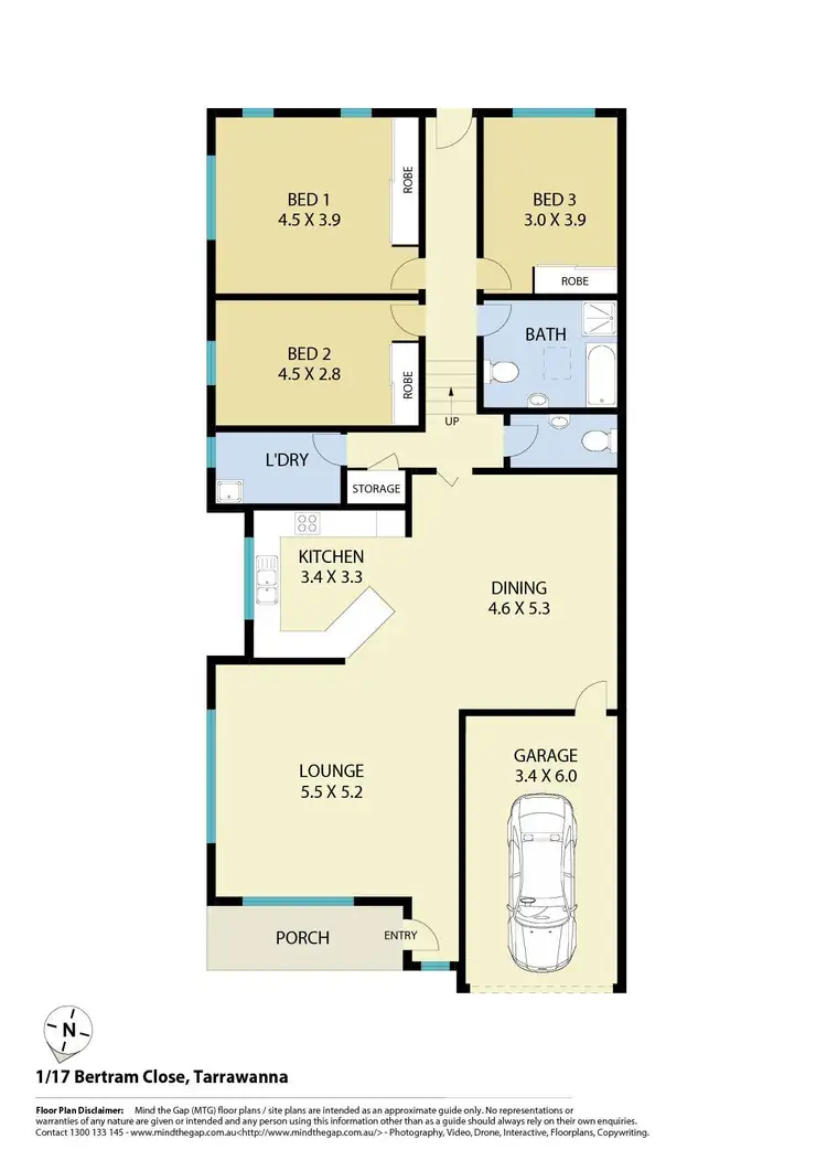 Floorplan of Homely semi-detached listing, 1/17 Bertram Close, Tarrawanna NSW 2518