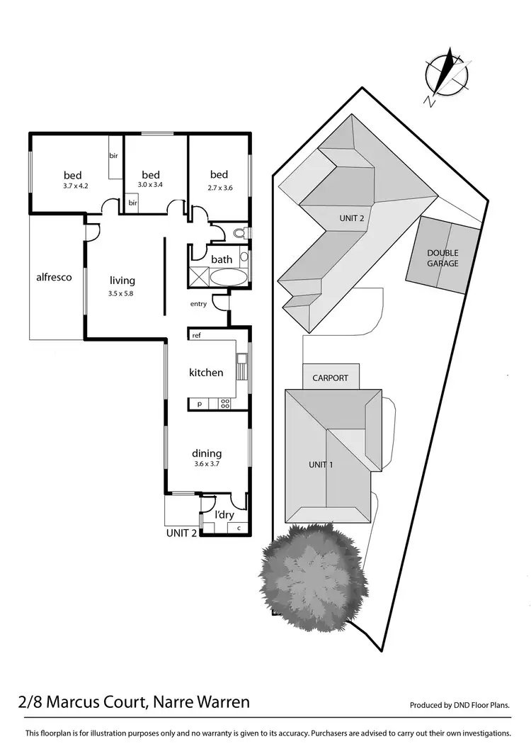 Floorplan of Homely unit listing, 2/8 Marcus Court, Narre Warren VIC 3805