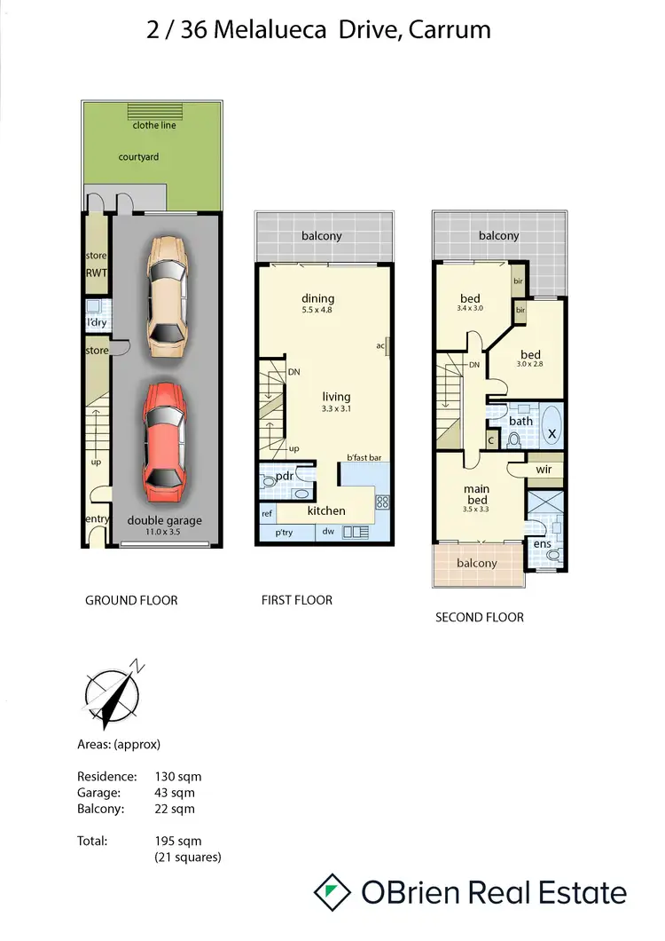 Floorplan of Homely townhouse listing, 2/36 Melaleuca Drive, Carrum VIC 3197