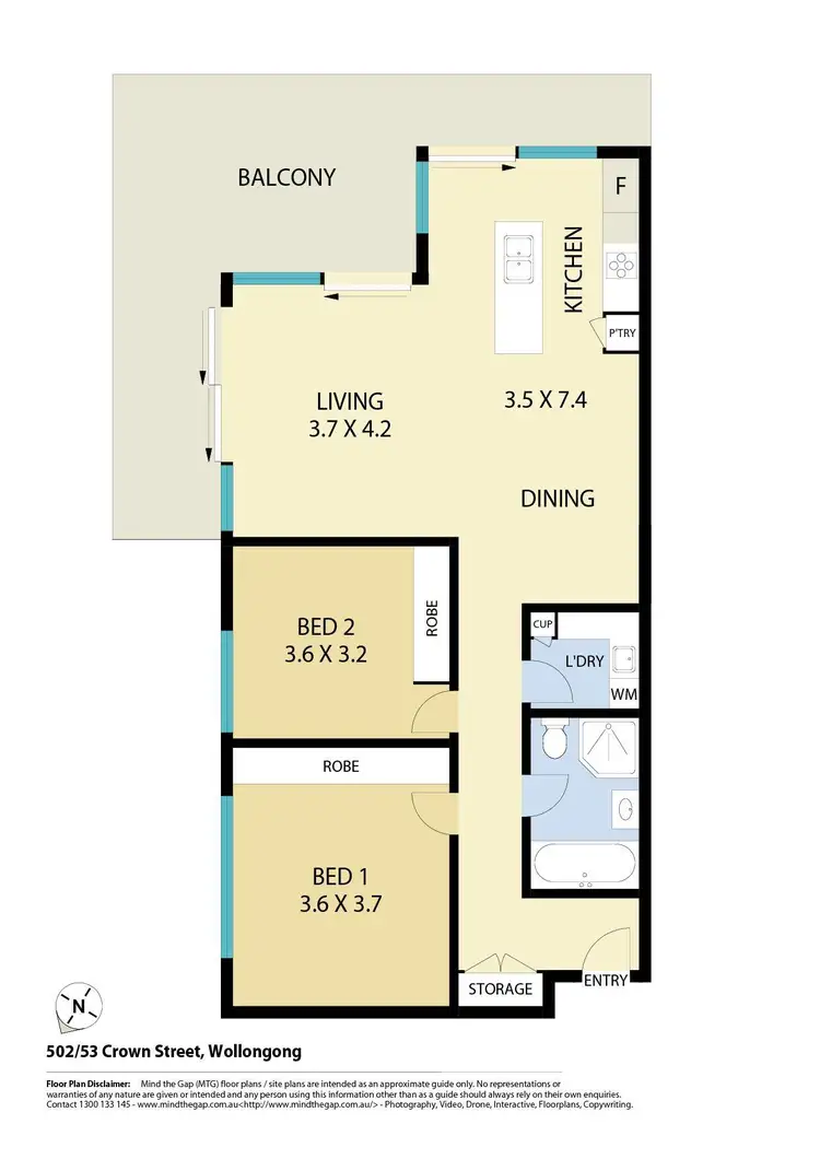 Floorplan of Homely apartment listing, 502/53 Crown Street, Wollongong NSW 2500