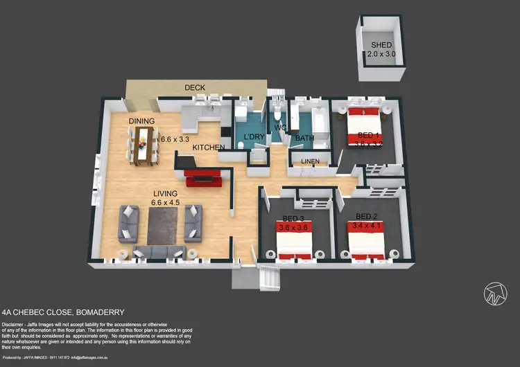 Floorplan of Homely semi-detached listing, 1/4 Chebec Close, Bomaderry NSW 2541