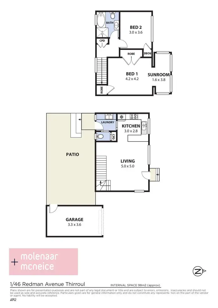 Floorplan of Homely townhouse listing, 1/46 Redman Avenue, Thirroul NSW 2515