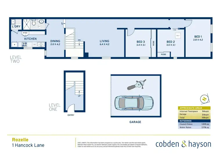 Floorplan of Homely apartment listing, 1 Hancock Lane, Rozelle NSW 2039