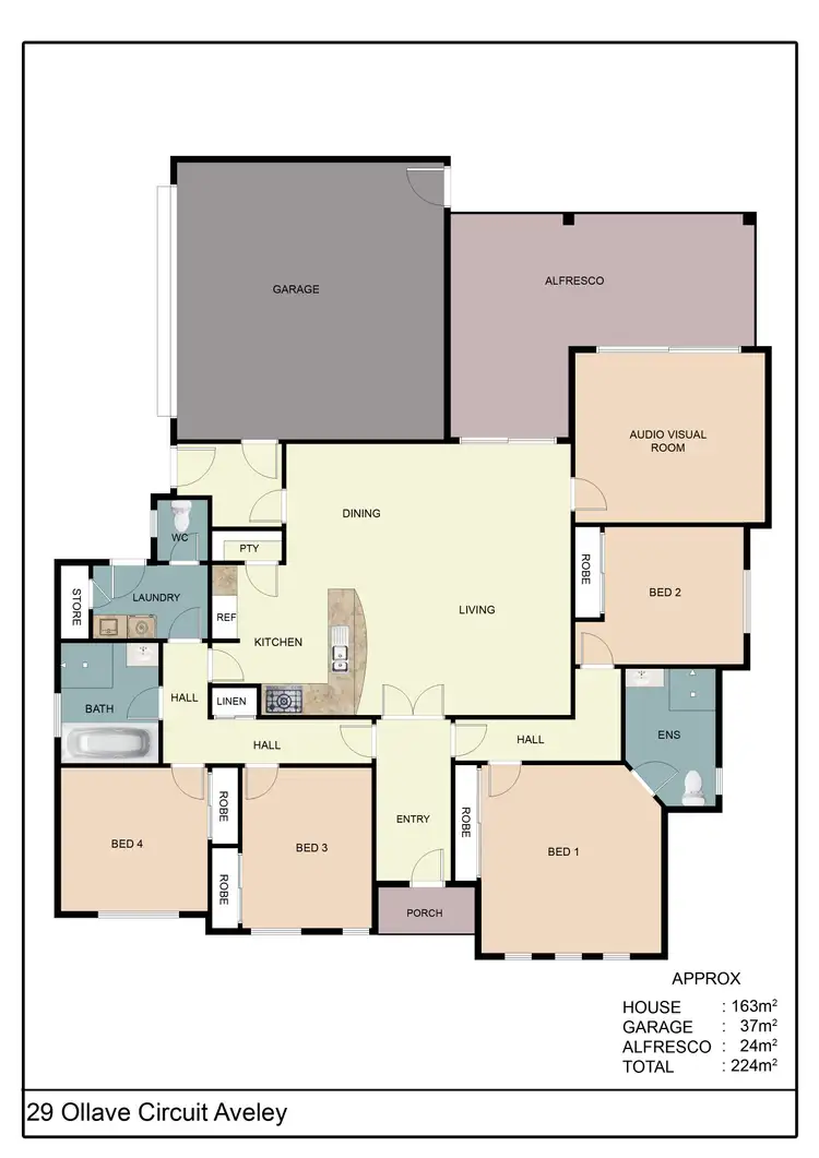 Floorplan of Homely house listing, 29 Ollave Circuit, Aveley WA 6069