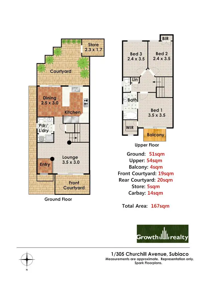 Floorplan of Homely townhouse listing, 1/305 Churchill Avenue, Subiaco WA 6008