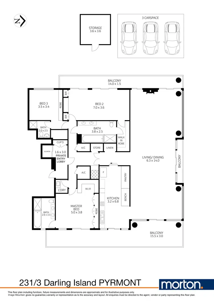 Floorplan of Homely apartment listing, 231/3 Darling Island Road, Pyrmont NSW 2009