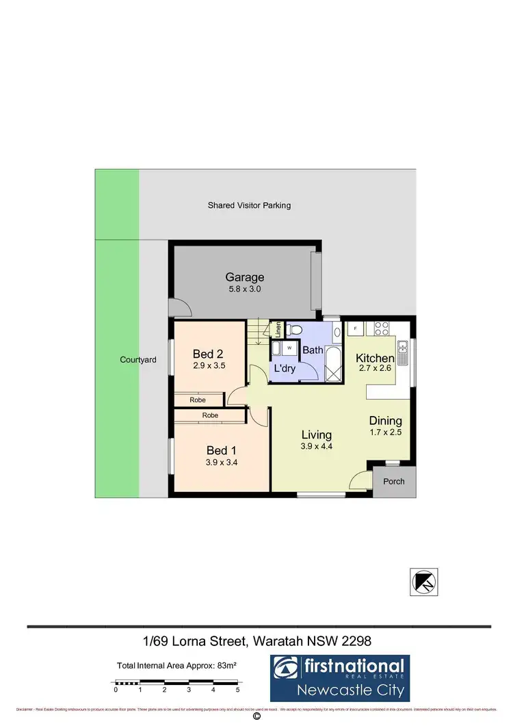 Floorplan of Homely unit listing, 1/69 Lorna Street, Waratah NSW 2298