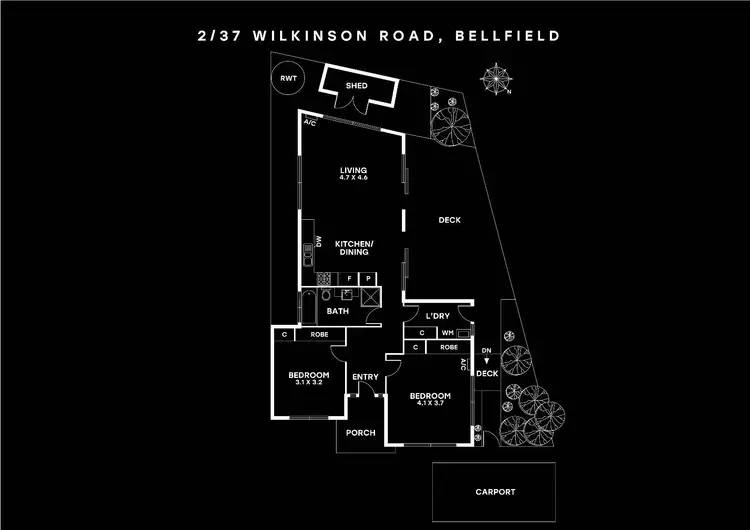Floorplan of Homely unit listing, 2/37 Wilkinson Crescent, Bellfield VIC 3081